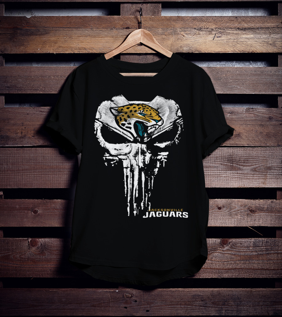 Jacksonville Jaguars Logo With Punisher Skull T-Shirt