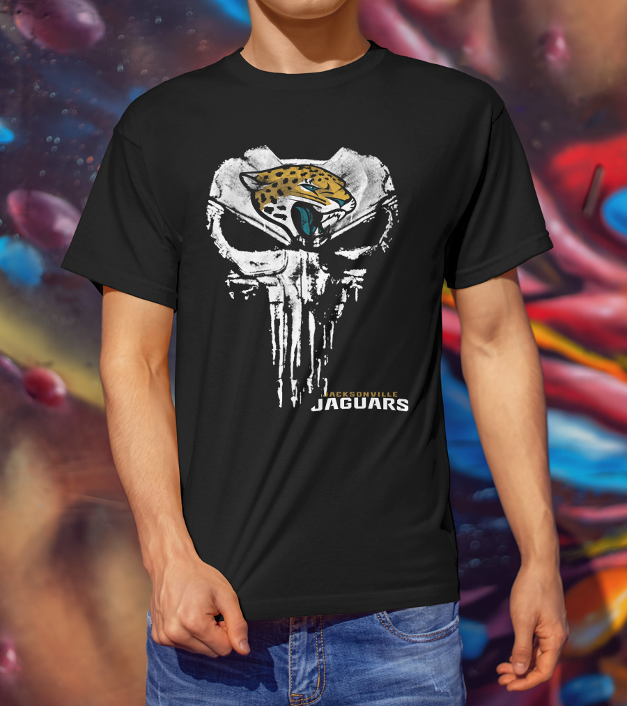 Jacksonville Jaguars Logo With Punisher Skull T-Shirt