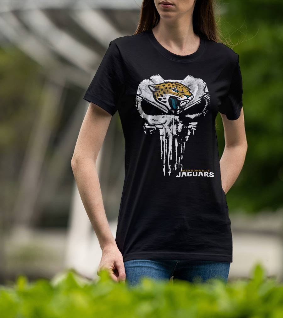 Jacksonville Jaguars Logo With Punisher Skull T-Shirt