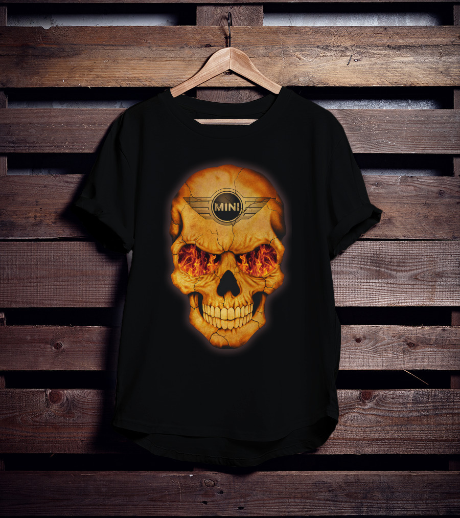 Flaming Skull Mini Logo Eyed T-Shirt