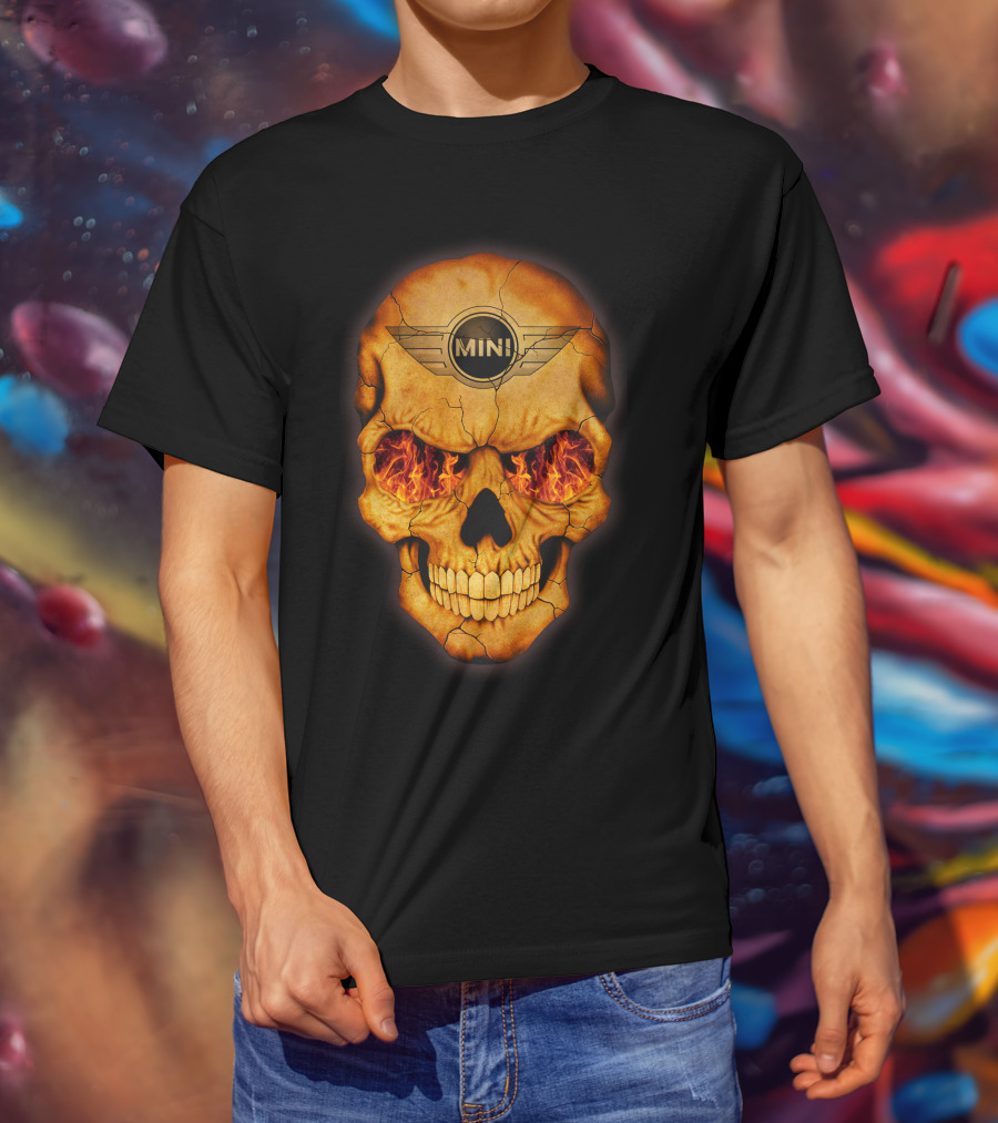Flaming Skull Mini Logo Eyed T-Shirt