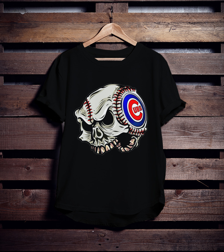Cubs Baseball Skull T-Shirt