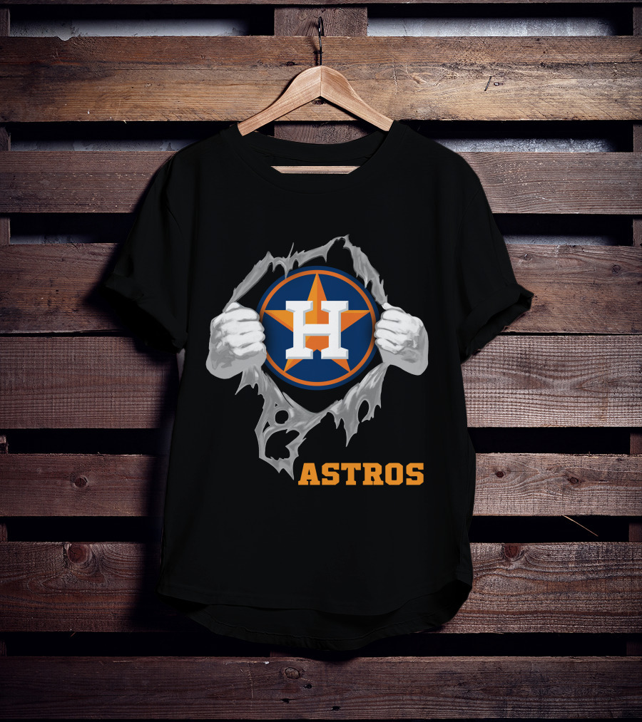 Astros Team Logo With Hands Ripping Open T-Shirt