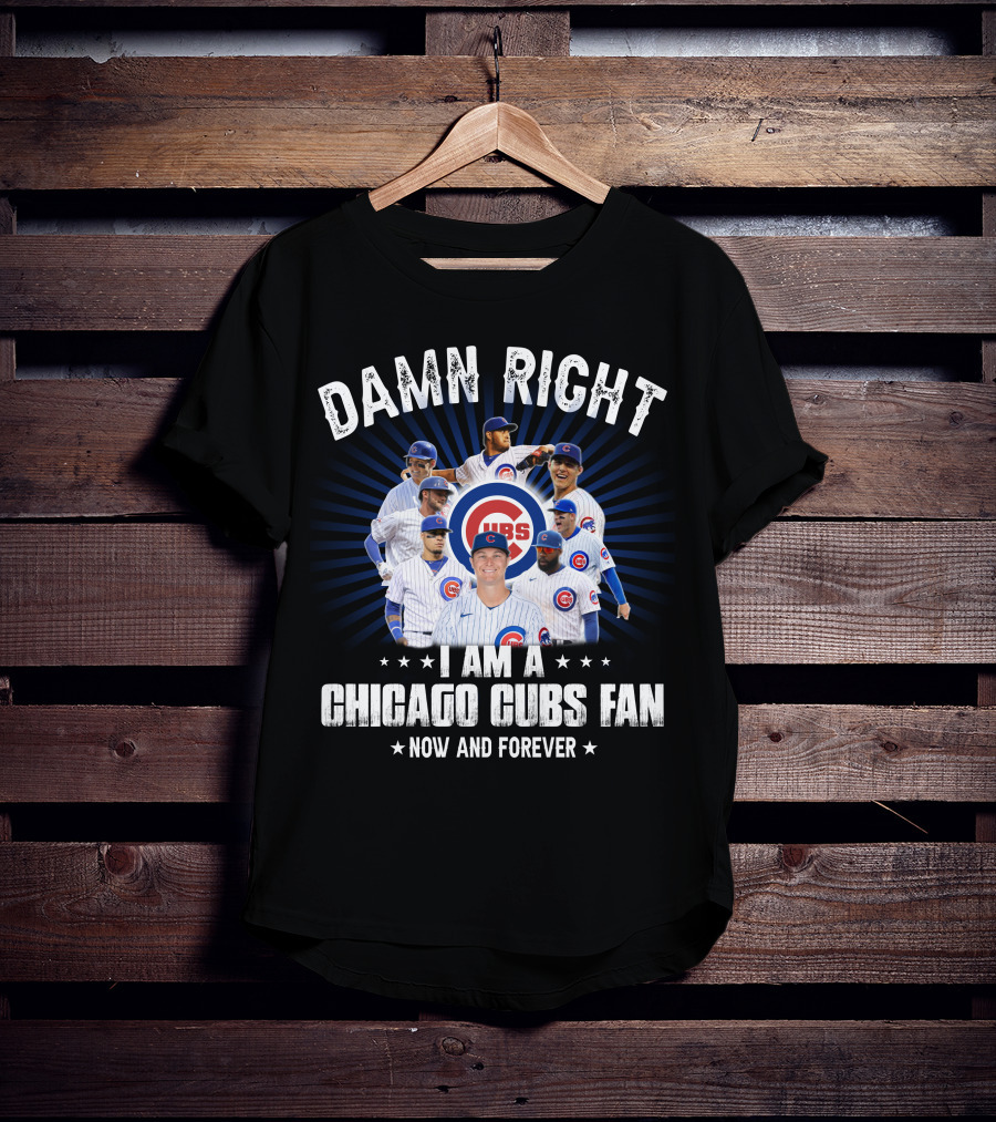 Damn Right I Am A Chicago Cubs Fan Now And Forever Cubs T-Shirt