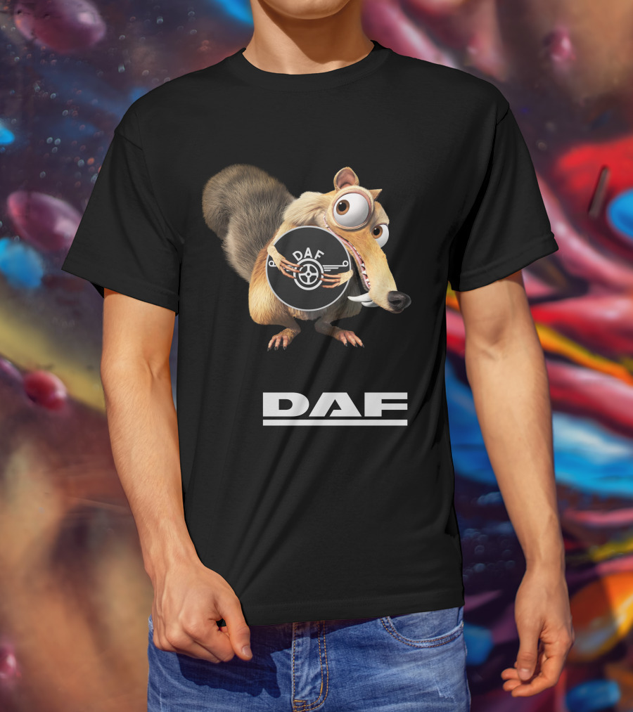 Daf Logo With Ice Age Scrat Character T-Shirt