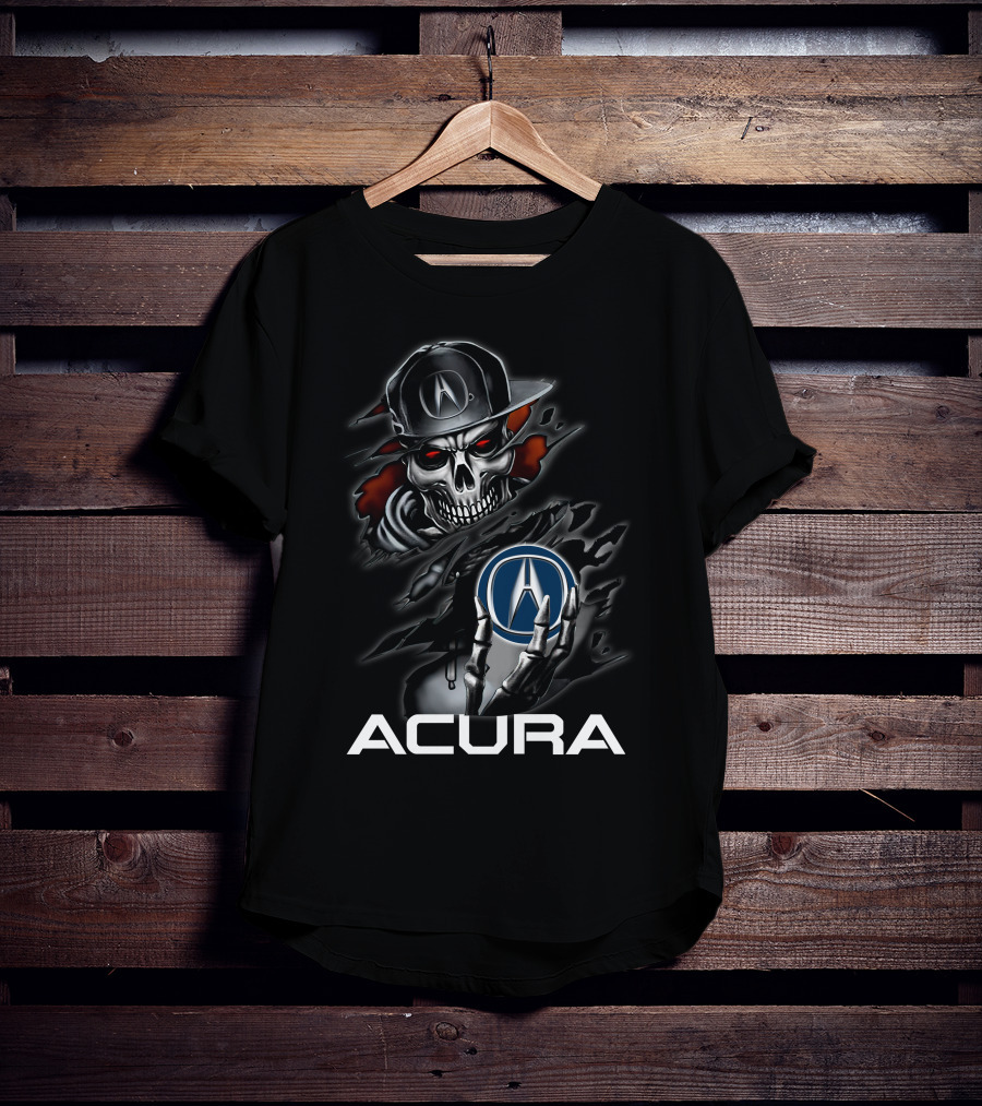 Acura Skeleton With Logo Emblem And Cap T-Shirt