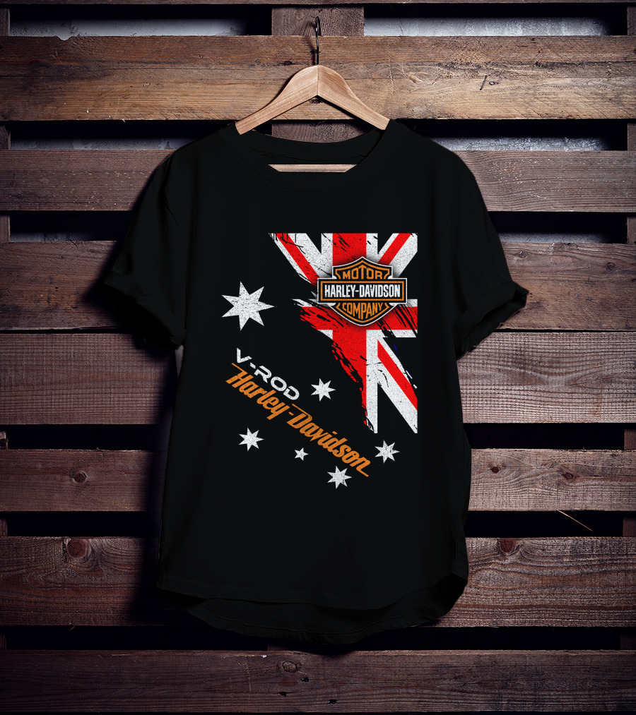 V-Rod Harley Davidson Motor Company Uk Flag Stars T-Shirt