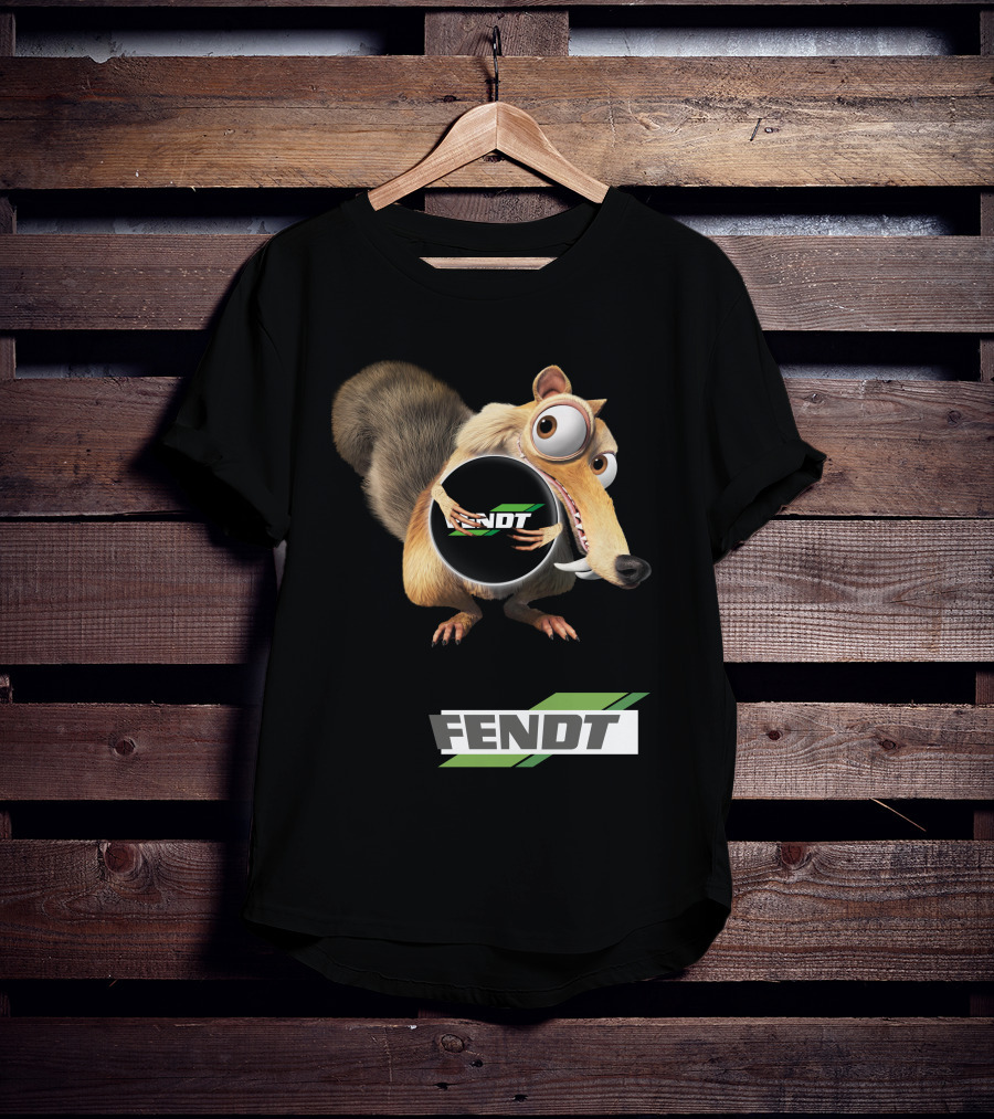 Fendt Tractor Logo With Ice Age Scrat Holding Acorn T-Shirt