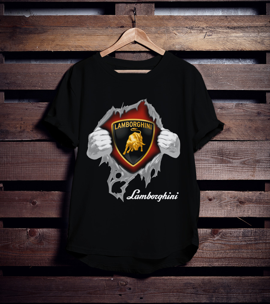 Lamborghini Bull Logo With Torn Effect And Hands T-Shirt