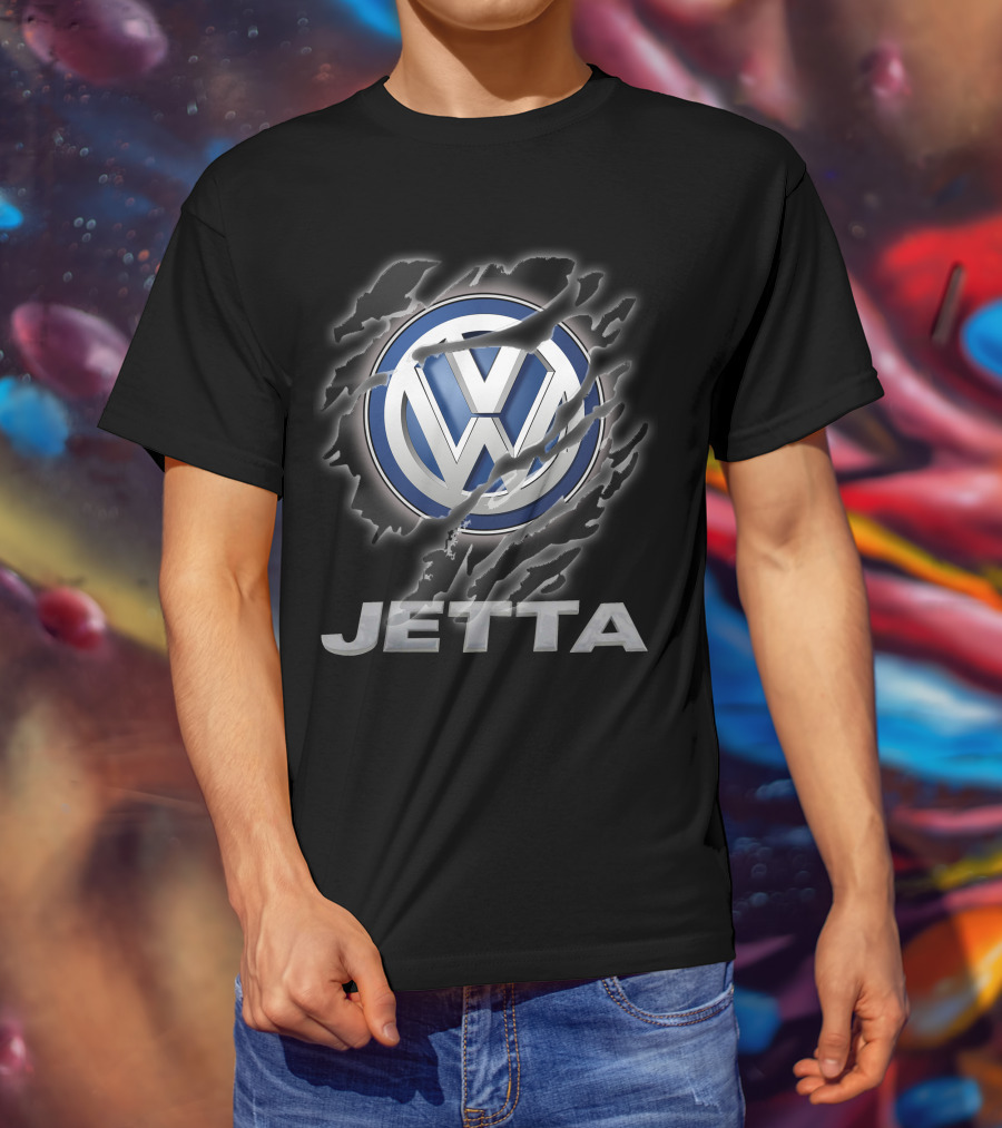 Volkswagen Jetta Logo Torn Metal Look T-Shirt