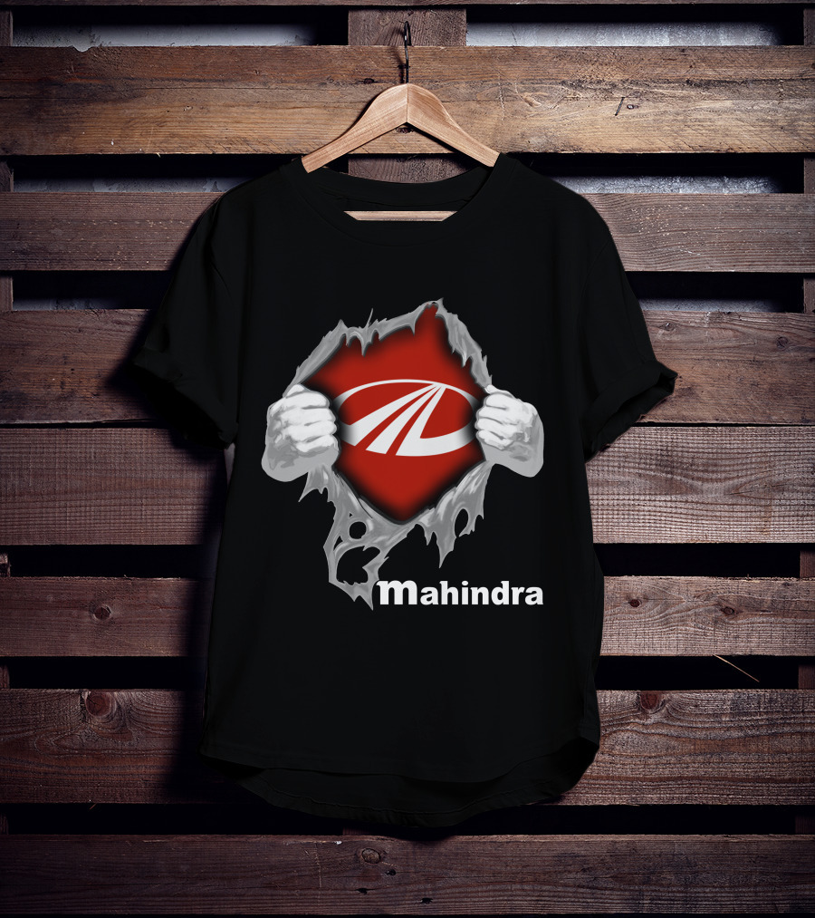 Mahindra Logo With Torn T-Shirt