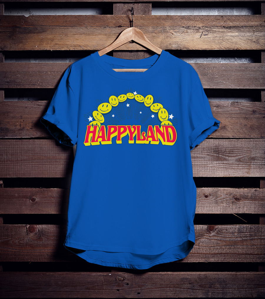 HAPPYLAND Slowthai Merch Smiley Faces And Stars T-Shirt