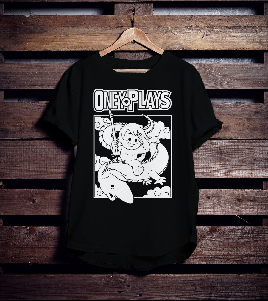 OneyPlays Cartoon Character Riding A Dragon With Spear T-Shirt