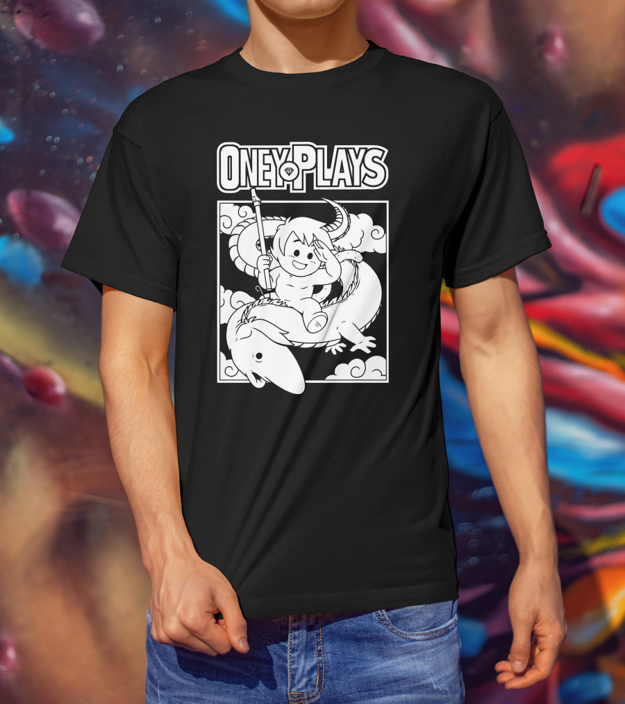 OneyPlays Cartoon Character Riding A Dragon With Spear T-Shirt