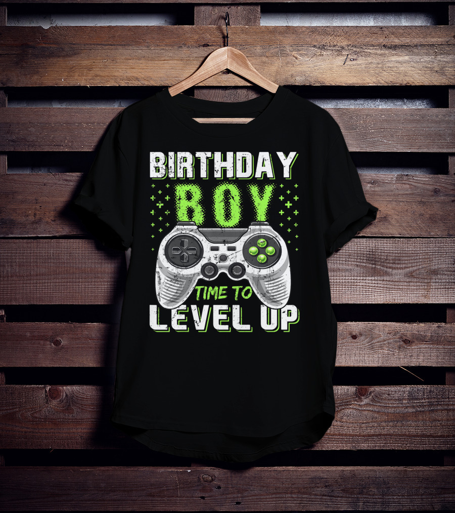 Birthday Boy Time To Level Up Video Game Controller Birthday T-Shirt