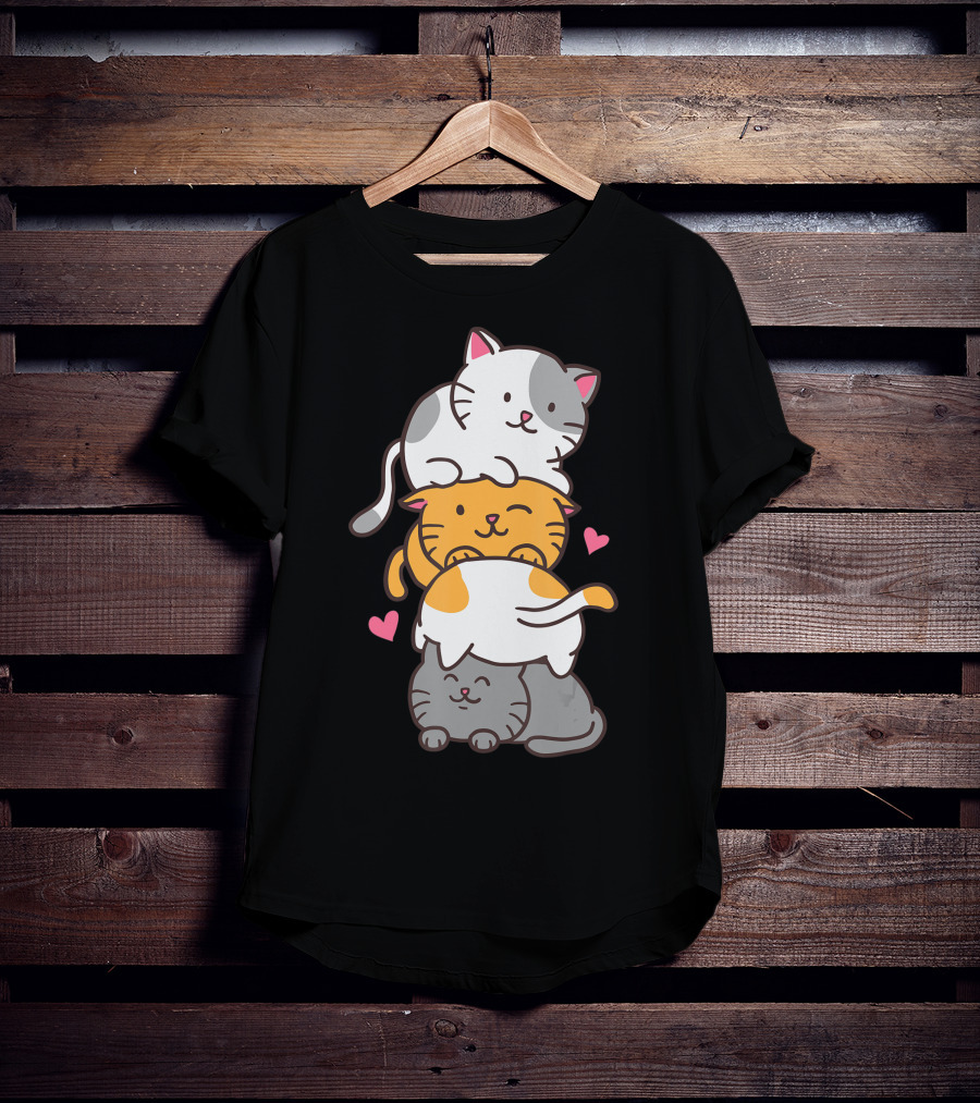 Cat Cats Cute Kitty Pile Kawaii Neko Anime T-Shirt