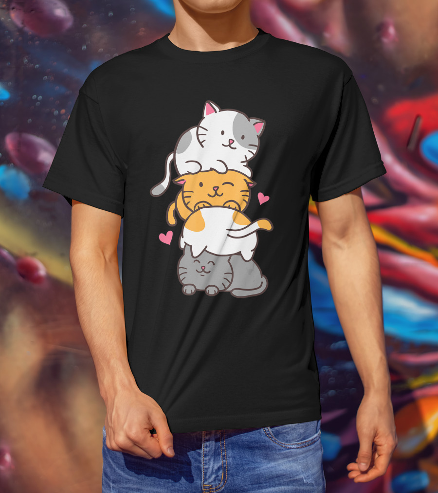 Cat Cats Cute Kitty Pile Kawaii Neko Anime T-Shirt