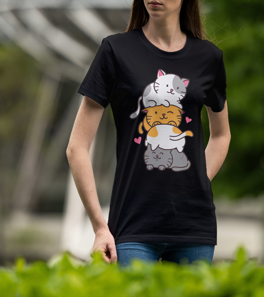 Cat Cats Cute Kitty Pile Kawaii Neko Anime T-Shirt