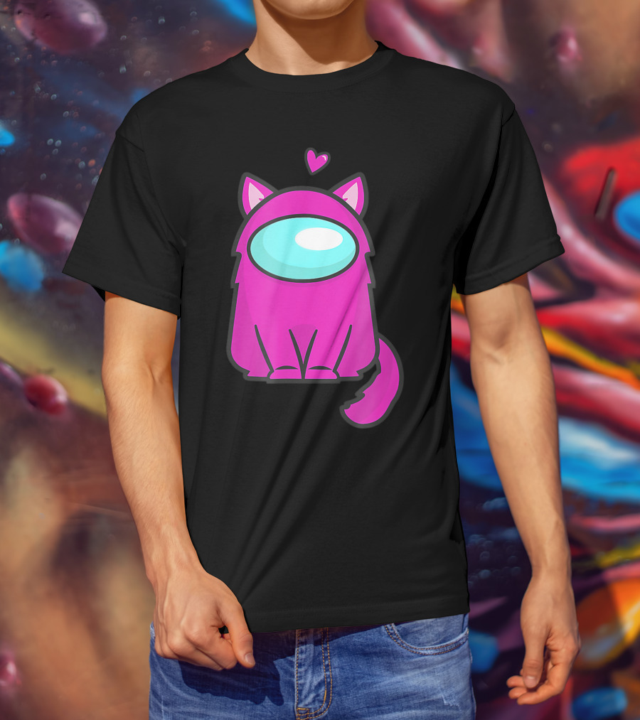 Cute Cat Astronaut Among Us Nerdy Girl Gamer T-Shirt
