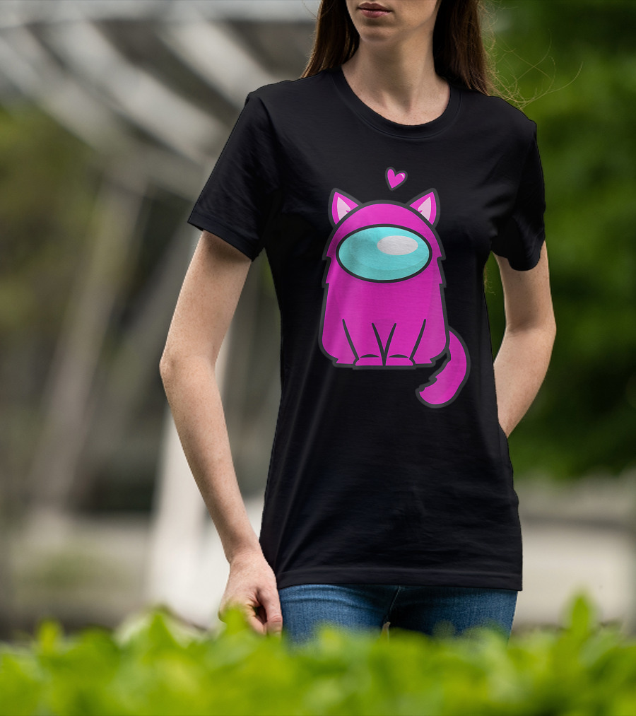 Cute Cat Astronaut Among Us Nerdy Girl Gamer T-Shirt