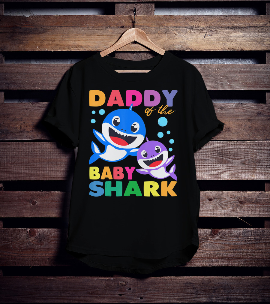 Daddy Of The Baby Shark Birthday Boy Girl Kids Daddy Shark T-Shirt
