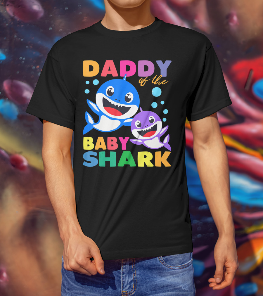 Daddy Of The Baby Shark Birthday Boy Girl Kids Daddy Shark T-Shirt