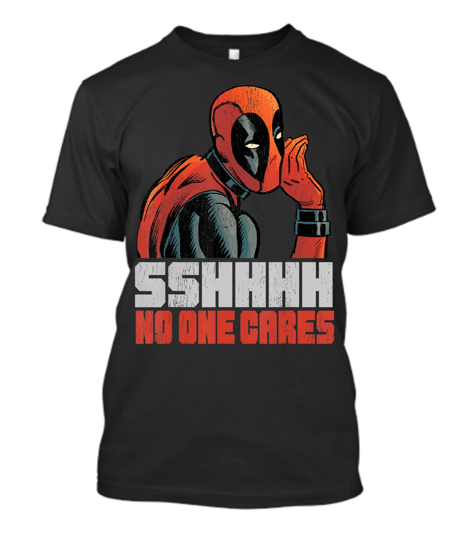 Marvel Deadpool Sshhhh No One Cares Whisper T-Shirt