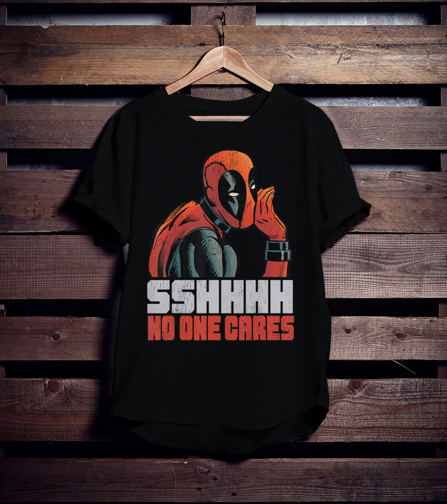 Marvel Deadpool Sshhhh No One Cares Whisper T-Shirt