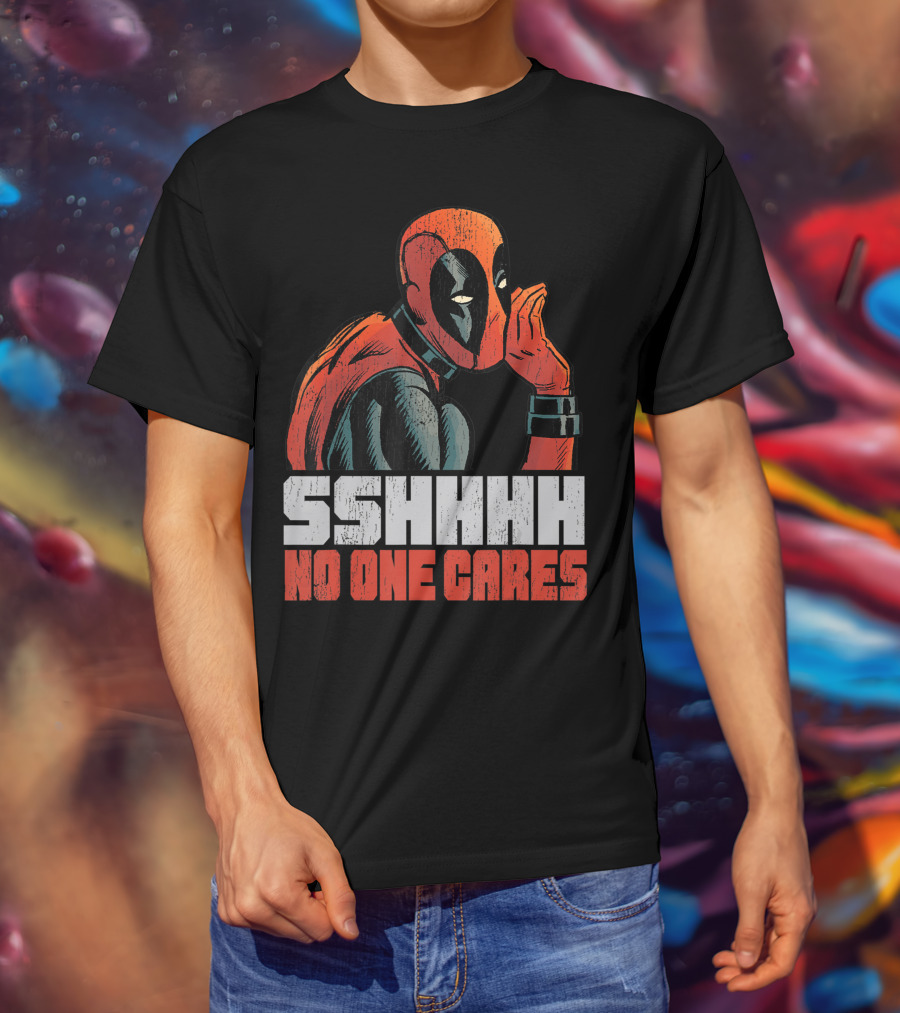 Marvel Deadpool Sshhhh No One Cares Whisper T-Shirt