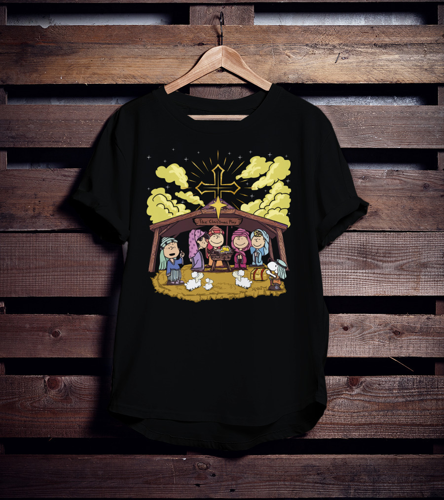 The Christmas Play Nativity Scene With Iconic Cartoon Characters T-Shirt