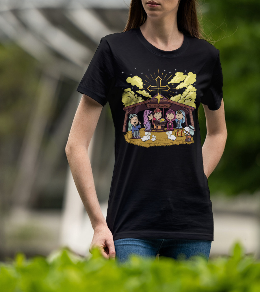 The Christmas Play Nativity Scene With Iconic Cartoon Characters T-Shirt