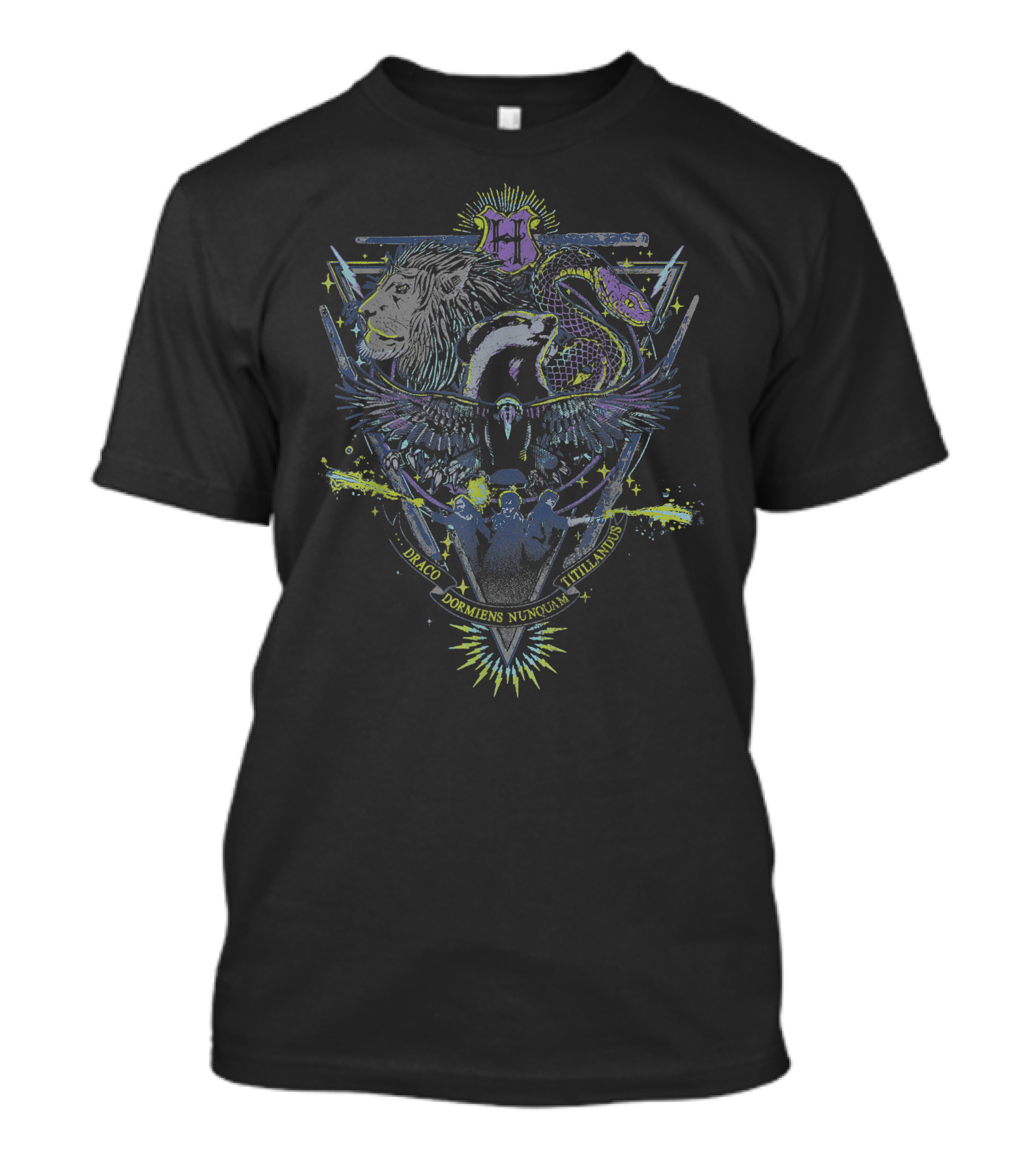 Draco Dormiens Nunquam Titillandus Gryffindor Slytherin Ravenclaw Hufflepuff T-Shirt