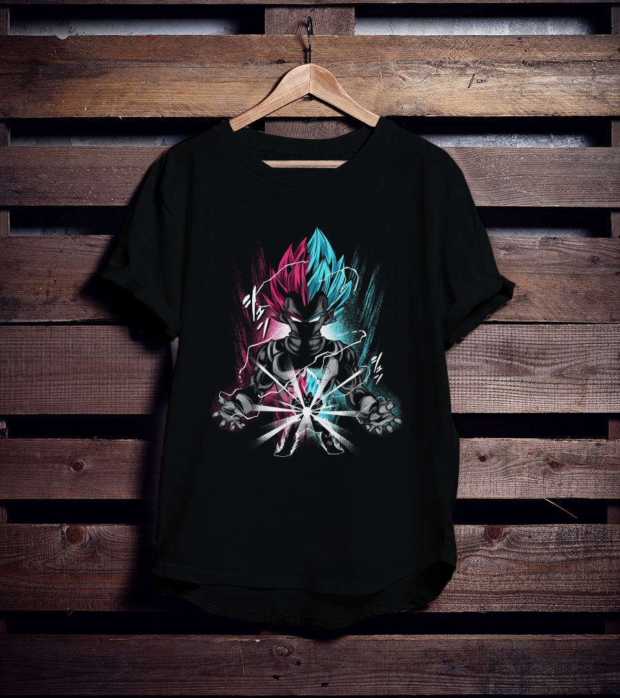 Anime Character With Blue And Pink Hair In Power Pose T-Shirt