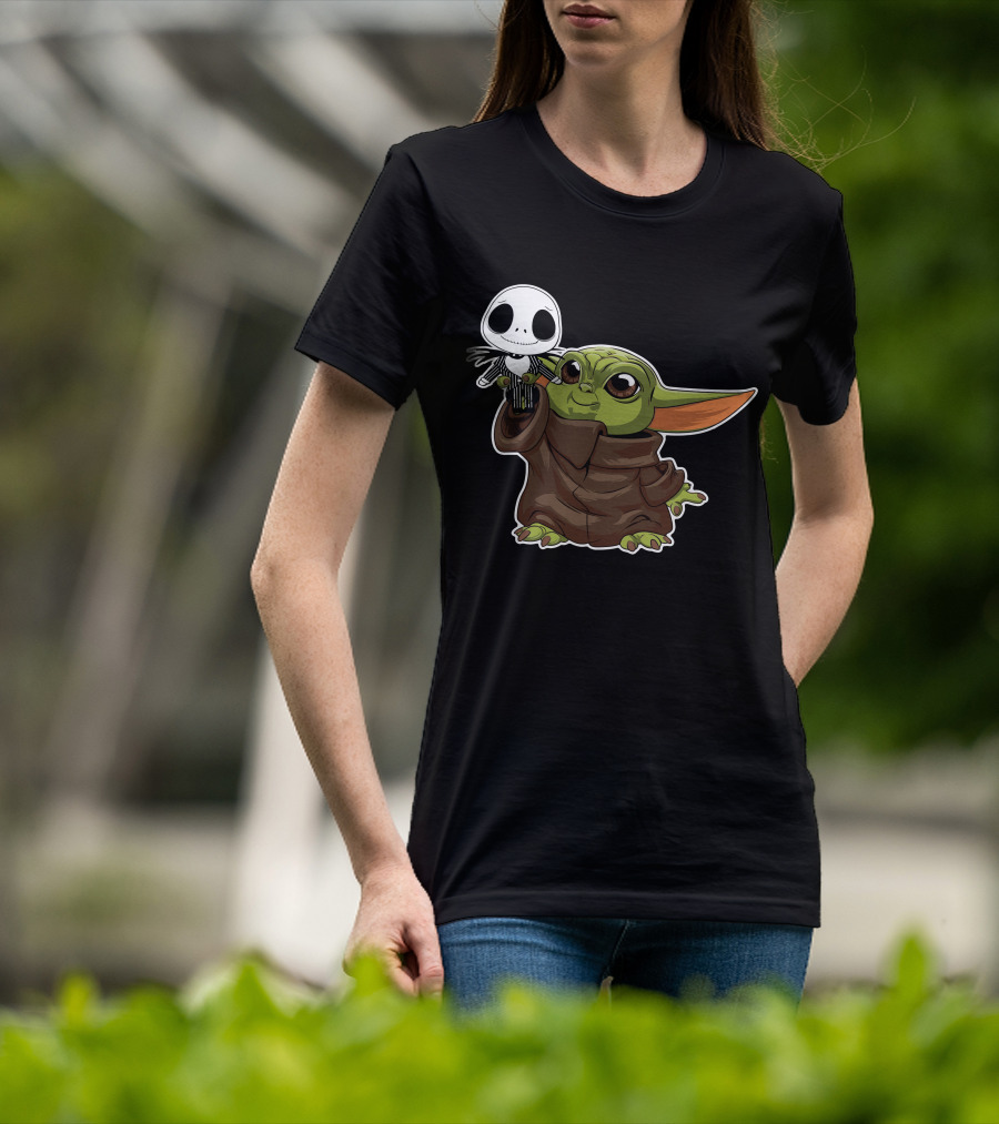 Grogu Holding Jack Skellington Only Today T-Shirt