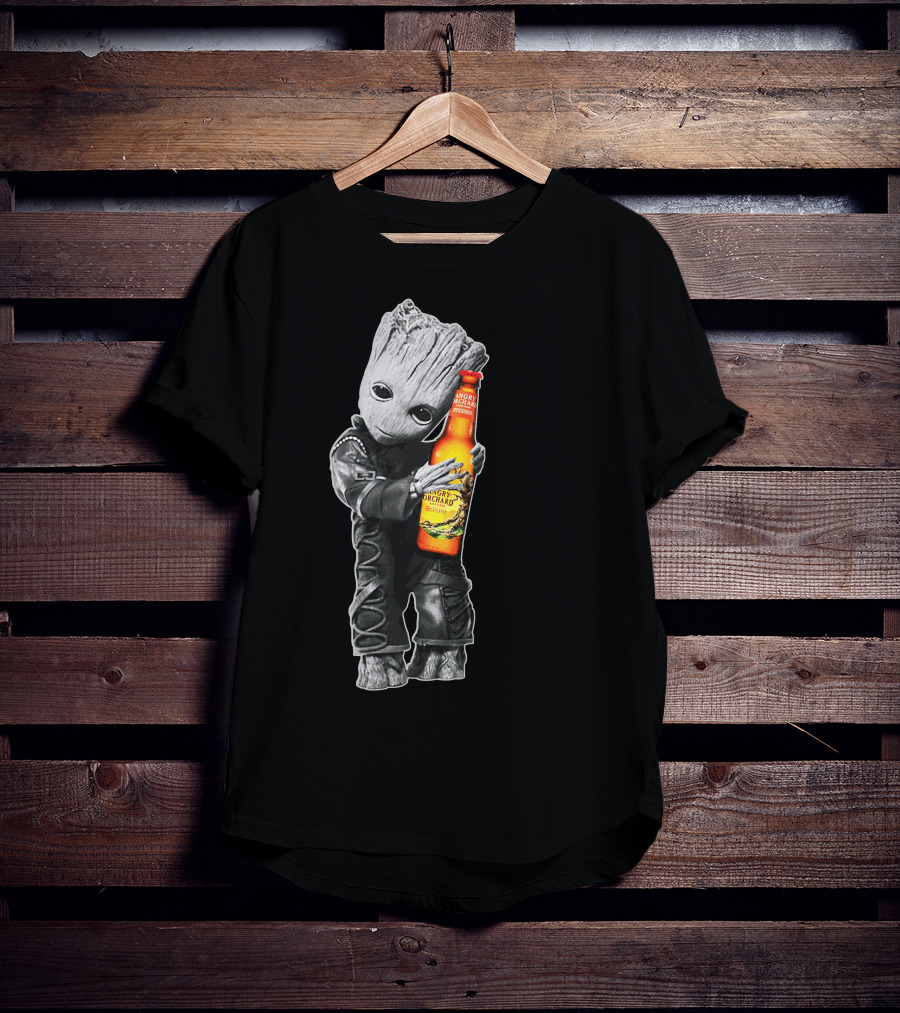 Groot Hugging Angry Orchard Hard Cider Bottle Only Today T-Shirt
