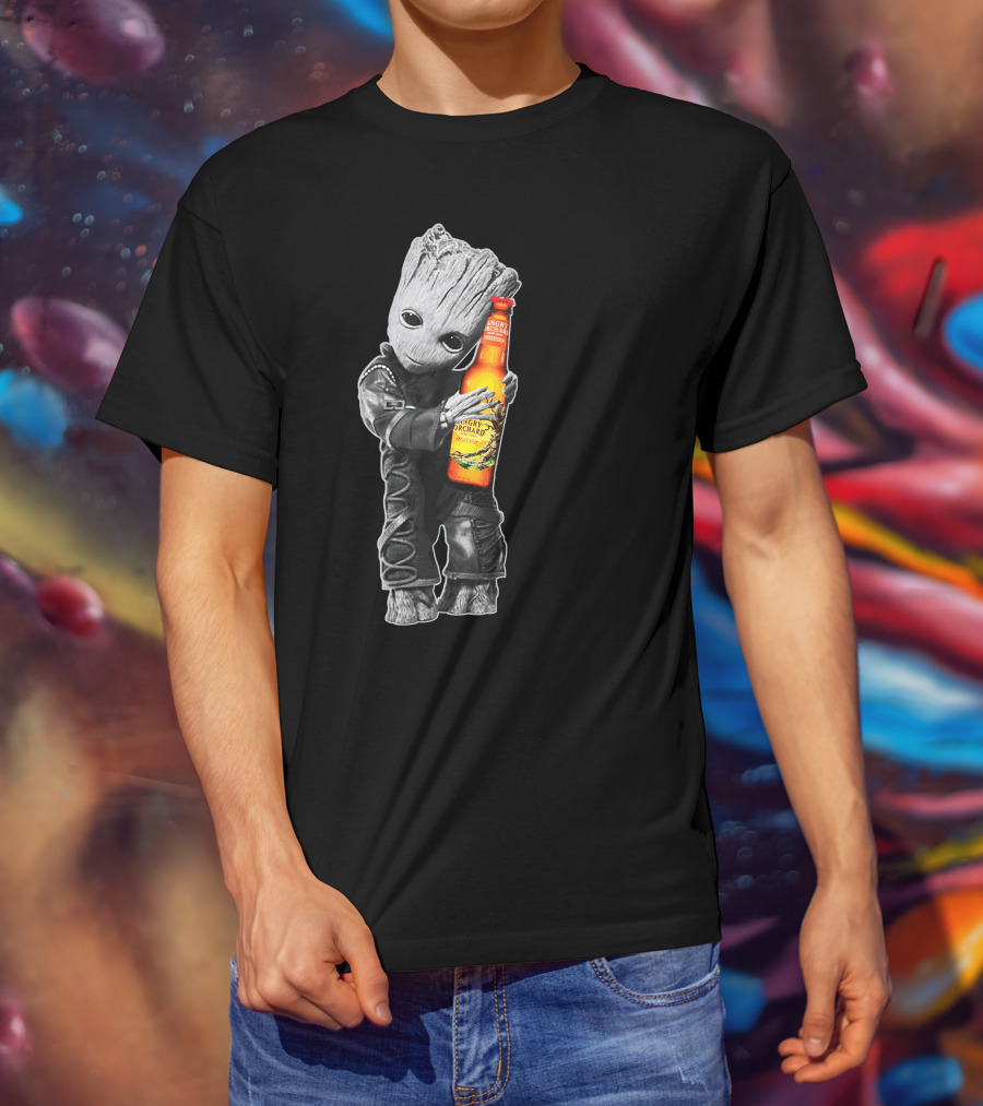 Groot Hugging Angry Orchard Hard Cider Bottle Only Today T-Shirt