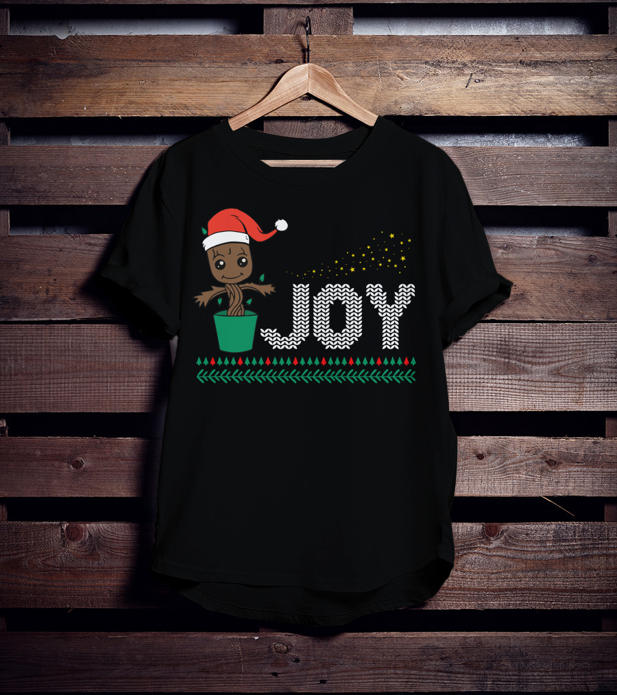 Joy Christmas Groot Santa Hat Holiday T-Shirt