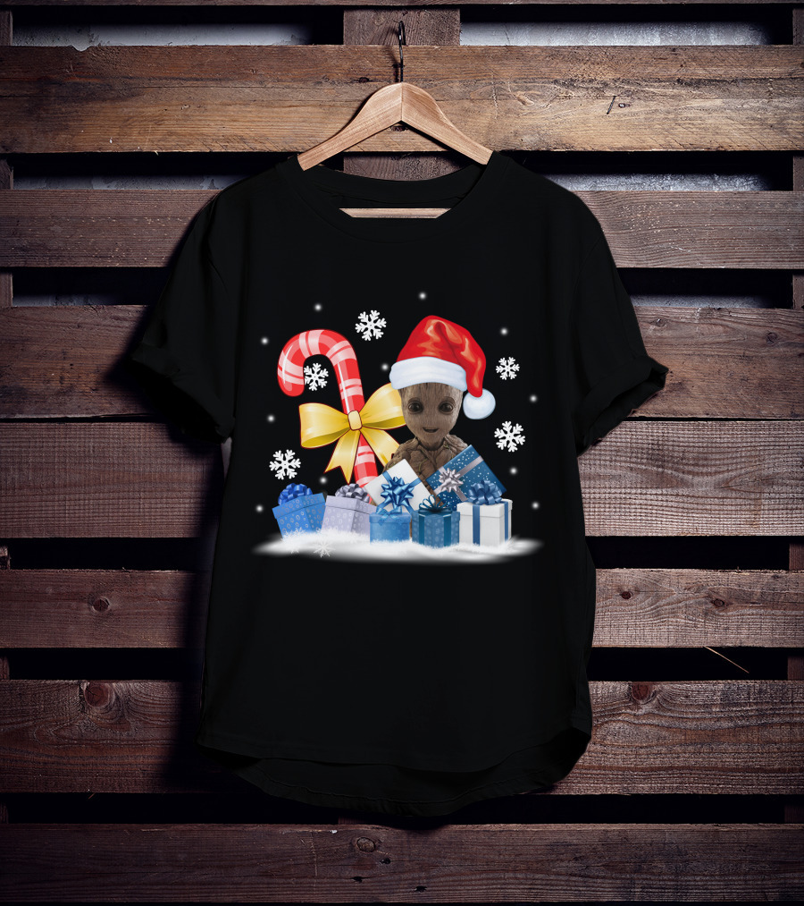 Only Today Christmas Groot Candy Cane Snowflakes T-Shirt