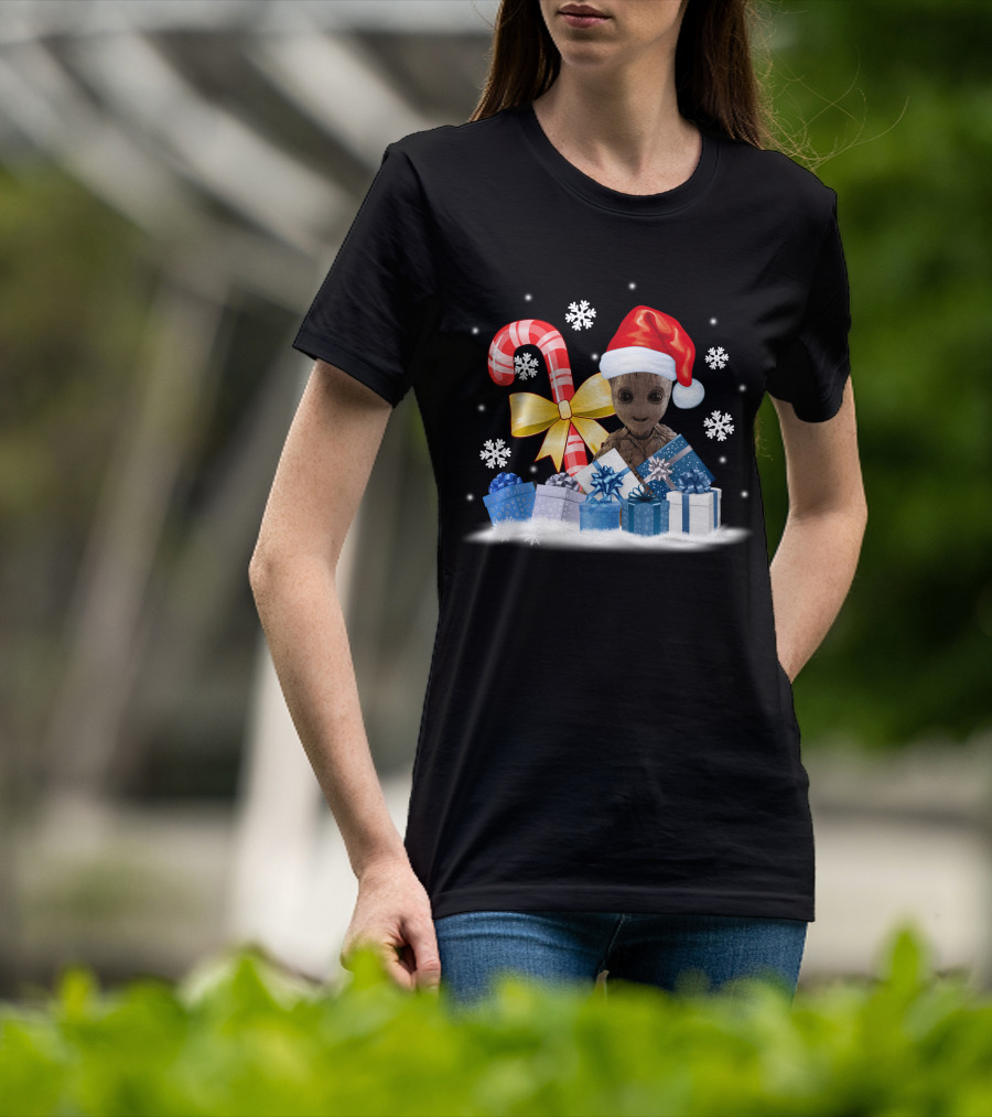 Only Today Christmas Groot Candy Cane Snowflakes T-Shirt