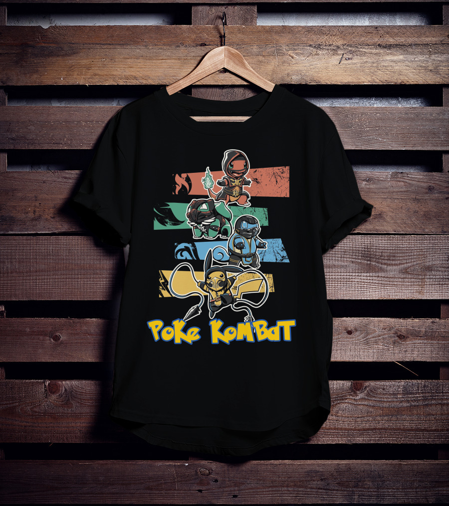POKE KOMBAT Pokemon Mortal Kombat Crossover Characters In Action T-Shirt