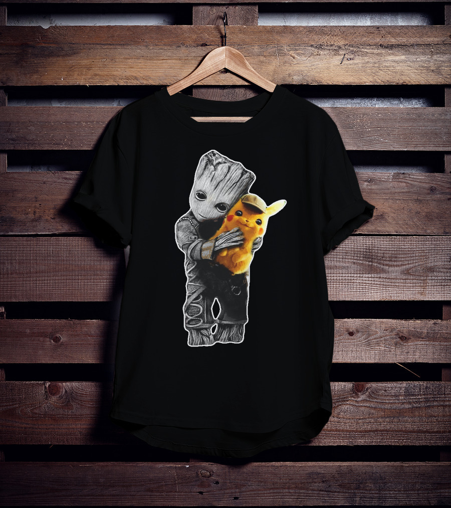 Groot Embrace With Pikachu T-Shirt