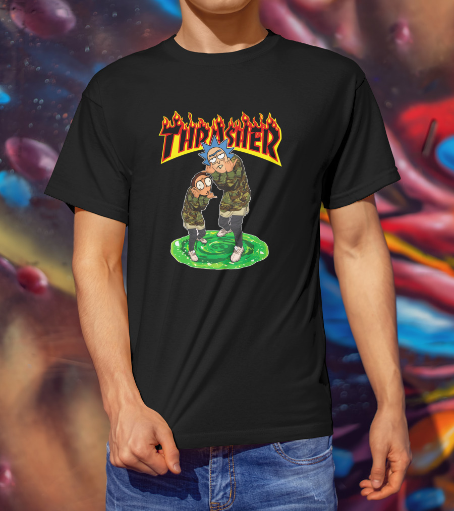 Thrasher 40 Rick And Morty Camo Portal T-Shirt