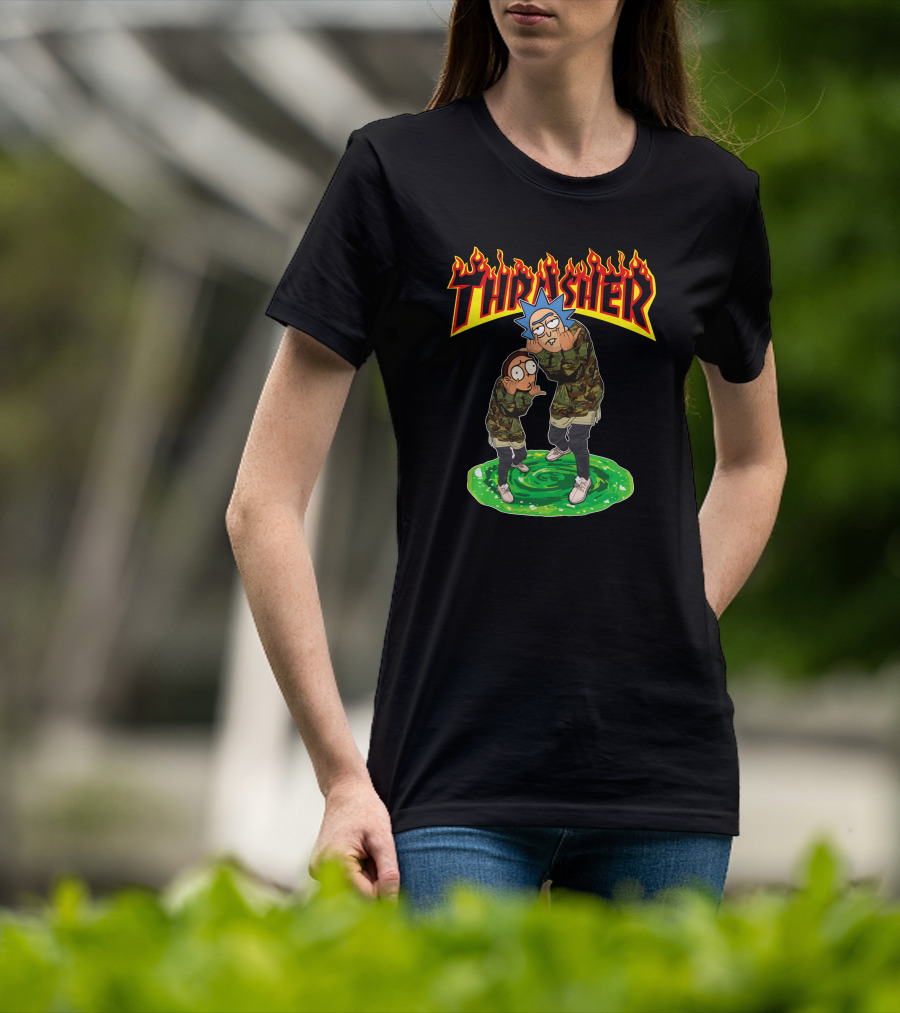 Thrasher 40 Rick And Morty Camo Portal T-Shirt