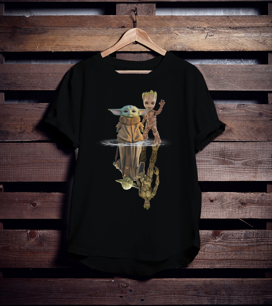 Baby Yoda Grogu Groot Reflection T-Shirt
