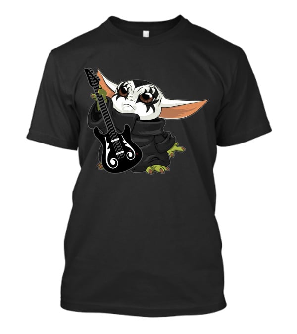 Rocking Guitar Creature With Face Paint And Black Robe T-Shirt