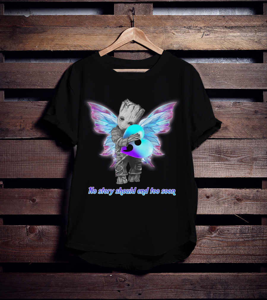 No Story Should End Too Soon Colorful Heart Wings Character T-Shirt