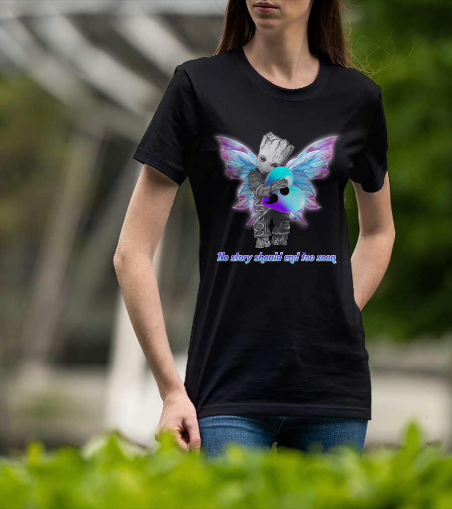 No Story Should End Too Soon Colorful Heart Wings Character T-Shirt