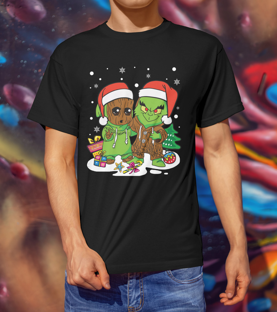 Christmas Friends Santa Hats Holiday Celebration Snowflakes Presents T-Shirt