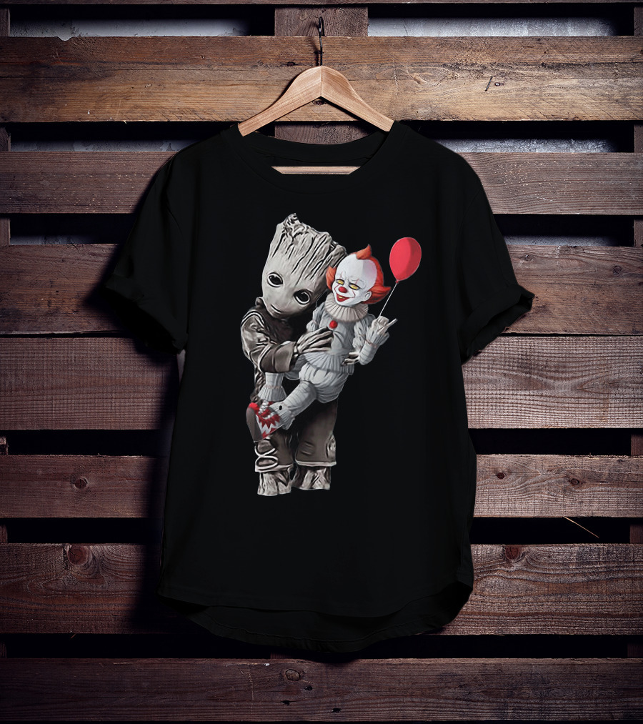 Groot Holding Pennywise With Balloon T-Shirt