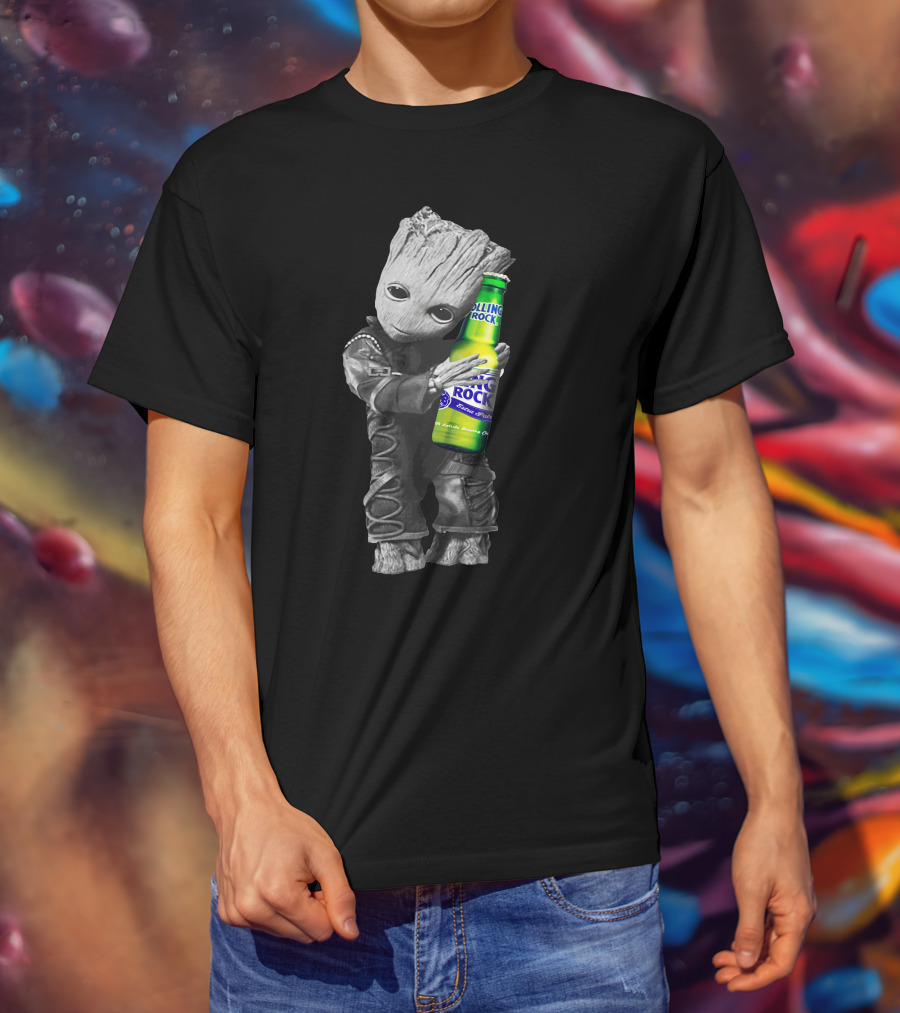 Groot Hugging Rolling Rock Beer T-Shirt